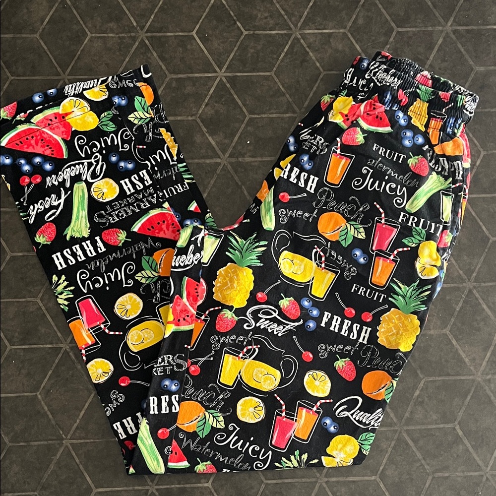 Colorful Fruit Print Chef Pants